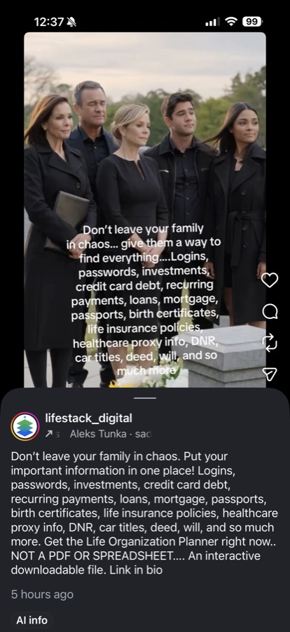 Instagram promo: Don't leave your family in chaos